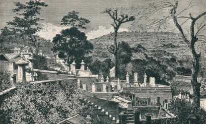 Cemetery Hill i Nagasaki, Japan, före den moderna expansionen av staden 1907