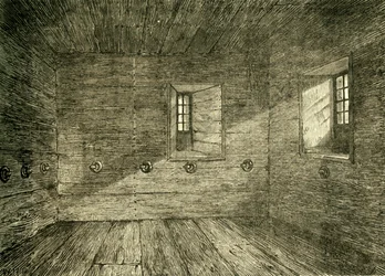 Kammaren i Lambeth Palace där lollarderna var instängda, c1878.