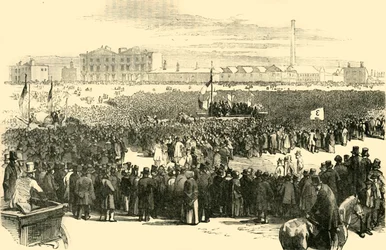 Chartistmötet på Kennington Common, 1848, c1878.