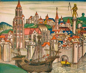 Staden Treviso med en karack, 1493