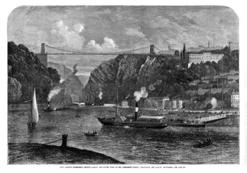 Clifton hängbron över floden Avon, 1864