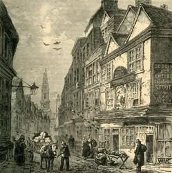 Tuppen och skatan, Drury Lane, 1881.