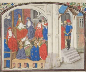 Konciliet i Clermont 1095. Miniatyr från Historia av William av Tyrus, 1460-talet