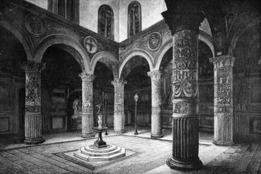 Domstol i Palazzo Vecchio, Florens, Italien, 1882