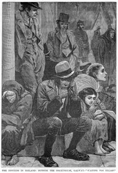 The Distress in Ireland: Outside the Courthouse, Galway - Waiting for Relief, 1800-talet