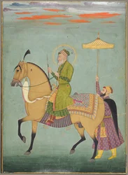 Kejsaren Alamgir regerade 1658-1707 till häst, ca. 1690-1710.