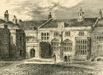 Utsidan av hallen, Charterhouse, c1872.