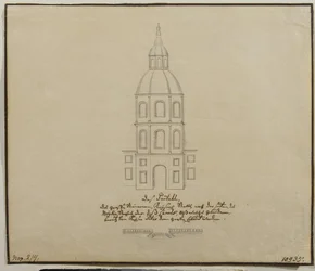 Fasaden på den centrala delen av hovstallet på Moikavallen i St. Petersburg, 1740-talet