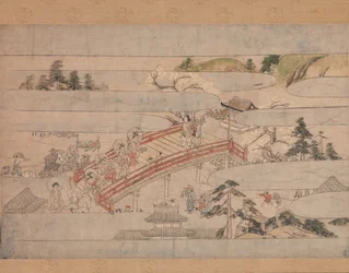 Slutscenen från En lång berättelse för en höstnatt Aki no yonaga monogatari, ca. 1400.