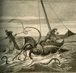 Fiskarnas kamp med jättebläckfisken, 1881.