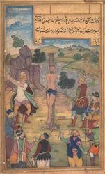 The Flagellation, från en spegel av helighet Mirat al-quds av fader Jerome Xavier, 1602-1604.