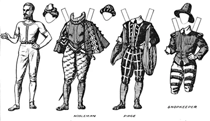 The Gallery of British Costume: Klänning som användes under det sena sextonde århundradet, c1934