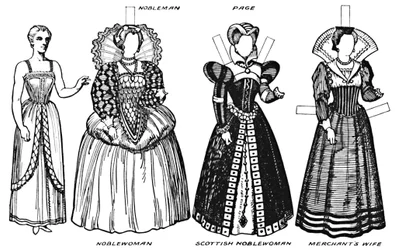 The Gallery of British Costume: Klänning som användes under det sena sextonde århundradet, c1934
