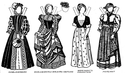The Gallery of Costume: Klänningar bärs i dagarna när drottning Mary regerade, c1934