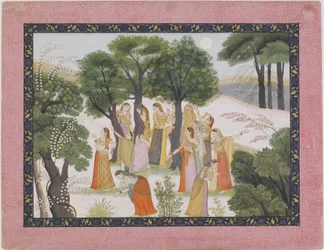 Gopis-sökningen efter Krishna från en Bhagavata Purana, ca. 1780.