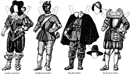 The Great Gallery of Historic Costume: Klänningar som bärs i James The Firsts Reign, c1934