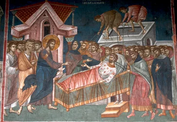 The Healing the paralytic i Kapernaum, ca 1350