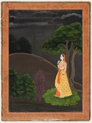 Hjältinnan som väntar ängsligt på sin frånvarande älskare Utka Nayaka, ca. 1750-55.