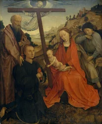 Den heliga familjen med Saint Paul och en donator.