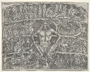 Infernot enligt Dante, efter fresken i Campo Santo i Pisa, 1400-talet.
