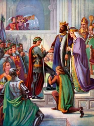 Svarte prinsens investitur som riddare av Strumpebandsorden, 1348, omkring 1920