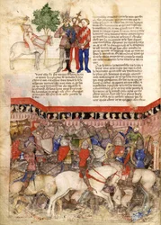 The Knights of the Round miniatyr från The Quest for the Holy Grail and the Death of Arthur, ca 1220