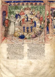 The Knights of the Round miniatyr från The Quest for the Holy Grail and the Death of Arthur, ca 1220