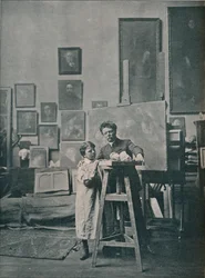 The Late Eugene Carriere i hans studio, c1870-1890, 1906