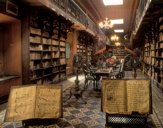 Biblioteket i Saint Francis-klostret, Lima, Peru, 1900-talet (foto)