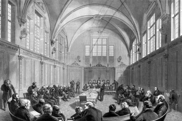 London skolstyrelsens nya kontor på Thames Embankment, London, 1875