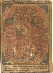 Madonnan och barnet i en rosenkrans, ca. 1490.