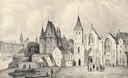 Maison du Lieutenant och Church of St Landry 1540, 1915
