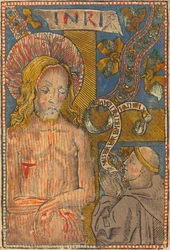 Sorgens man med en franciskaner, 1490-1500.