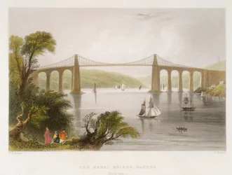 Menai-bron, Bangor North Wales, c1826-c1850