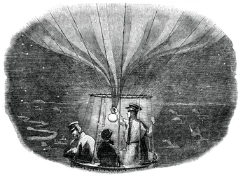 Nassau-ballongen passerade över Liege på natten, 1836, 1886