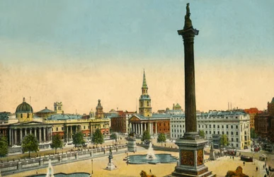 National Gallery och Nelsons Column, Trafalgar Square, London, c1910.