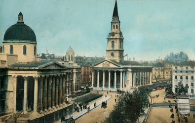 National Gallery och St Martin in the Fields, Trafalgar Square, London, c1910.