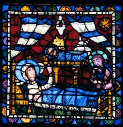 Födelsekyrkan, målat glas, Chartres katedral, Frankrike, 1194-1260