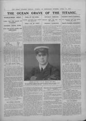 The Ocean Grave of the Titanic, och fotografi av Jack Phillips, 20 april 1912.