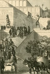 Palatset i Kouyunjik, restaurerat. Efter Layard, 1890.