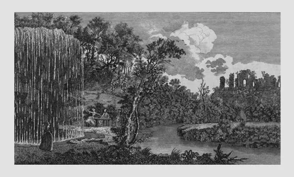 Den förstenande eller droppande brunnen och ruinerna av Knaresbrough Castle i Yorkshire, 1771.