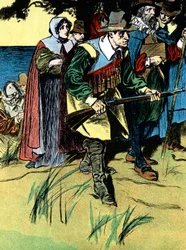 Pilgrimsfäderna efter ankomsten till Amerika, 1620 c1900