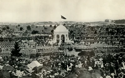 Tillkännagivandet av Australiens samvälde i Sydney den 1 januari 1901, c1930.