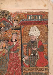 Drottningen Ilar Irakht Innan kungen varnar honom om brahminerna , Folio..., 1700-talet.