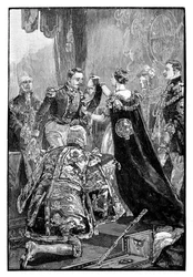 Drottningen ger den franska kejsaren Strumpebandsorden, 1855, 1888