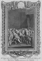The Right Honorable Earl of Chatham greps av ett anfall i House of Peers, c1787