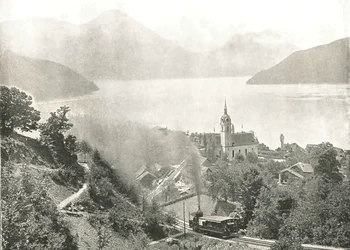Rigi-järnvägen, Vitznau, Schweiz, 1895.