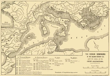 De romerska dominanserna under andra århundradet f.Kr. med datum för chefsförvärven, 1890.