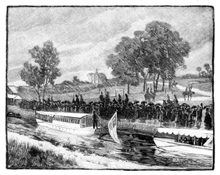 Det kungliga besöket i Worsley Hall, State Barge on the Bridgwater Canal, 1851, 1888