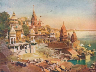Hinduernas heliga stad: Benares på Ganges, 1908